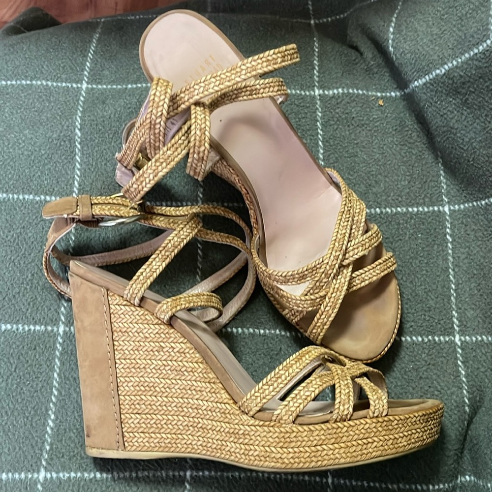 Stuart Weitzman wedge tan sandals size 41